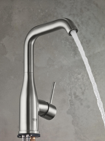 Baterie lavoar Grohe 24174DC1, Essence, L, 244 mm, ventil, mat, otel satinat [3]