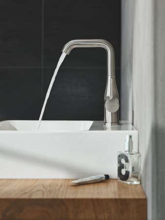 Baterie lavoar Grohe 24174DC1, Essence, L, 244 mm, ventil, mat, otel satinat [1]