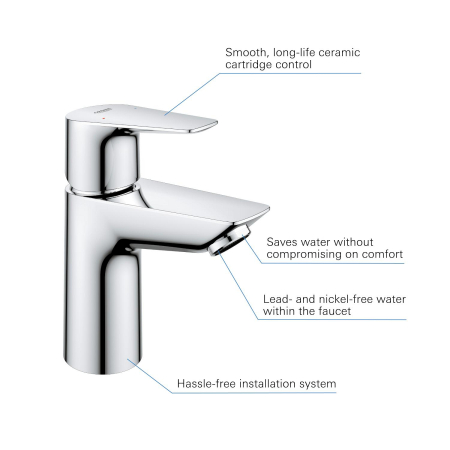 Baterie lavoar Grohe 24199001, 28 mm, 5.7 l/min, 0.8 bar, 35 mm, 147 mm, 93 mm, 395 mm, 1 orificii instalare, Crom [6]