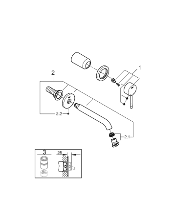 Baterie lavoar Grohe 29192A01, Essence, 1/2'', pe perete, L 183 mm, necesita valva, lucios, grafit [2]