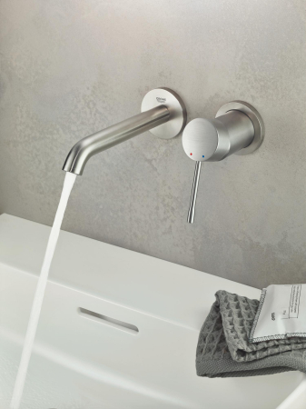 Baterie lavoar Grohe 29192DC1, Essence, pe perete, 183 mm, necesita valva, mat, otel satinat [2]