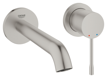 Baie - Baterie lavoar Grohe 29192DC1, Essence, pe perete, 183 mm, necesita valva, mat, otel satinat
