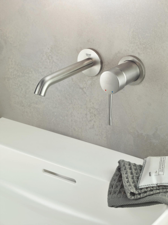 Baterie lavoar Grohe 29192DC1, Essence, pe perete, 183 mm, necesita valva, mat, otel satinat [1]