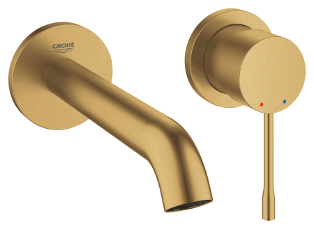 Baie - Baterie lavoar Grohe 29192GN1, Essence, 1/2'', montare pe perete, 183 mm, necesita valva, mat, auriu