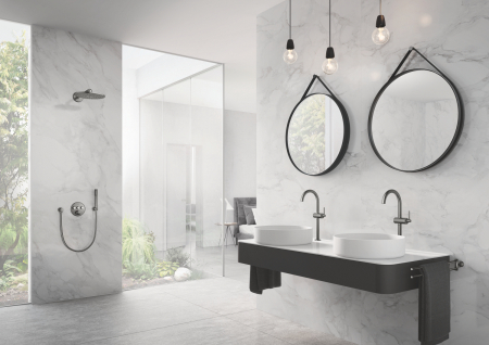 Baterie lavoar Grohe 32647AL3, Atrio, 3/8'', marimea XL, pivotanta, ventil push to open, mat, grafit [4]