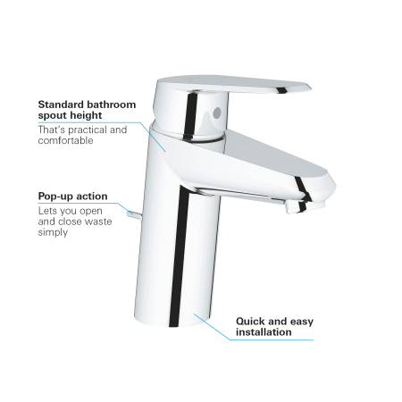 Baterie lavoar Grohe 33190002, 1 bar, 35 mm, 160 mm, 116 mm, 350 mm, 1 orificii instalare, 3/8 dimensiune racord, Crom [5]