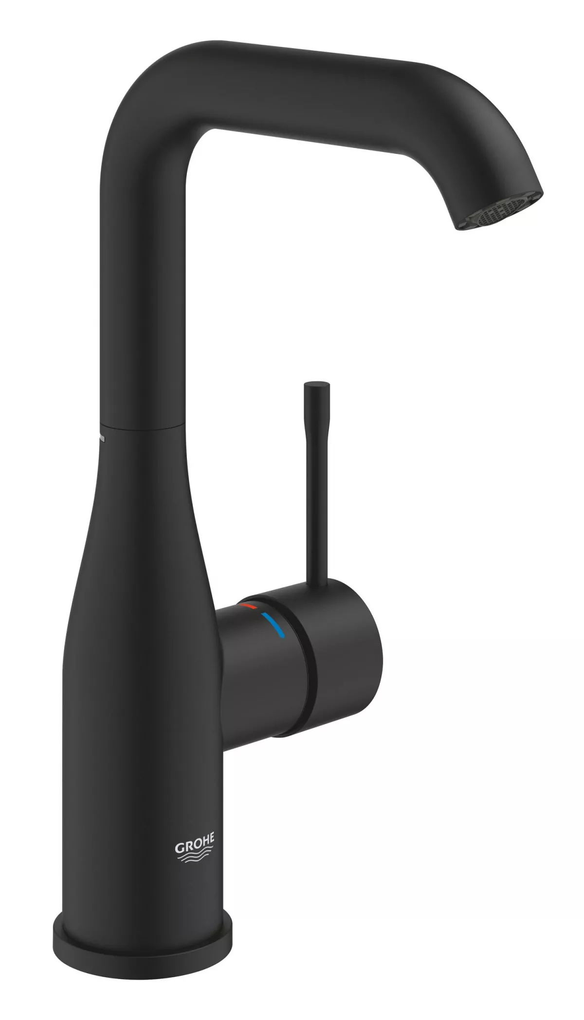 Baterii sanitare - Baterie lavoar Grohe Essence 24177KF1, 3/8'', marimea L, monocomanda, pivotanta, fara ventil, mat, negru