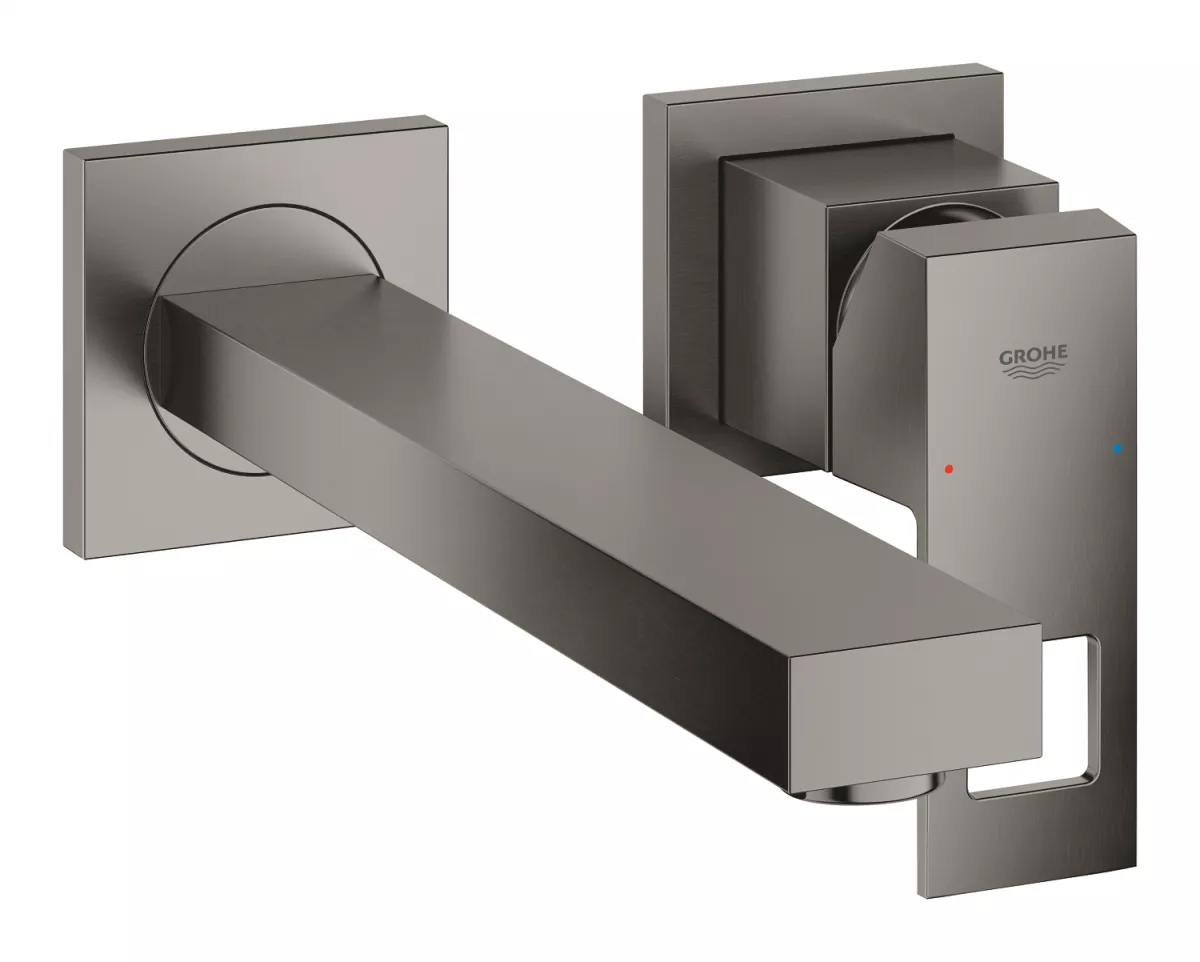 Baterii sanitare - Baterie lavoar Grohe Eurocube, 1/2'', L, 230 mm, pe perete, monocomanda, mat, grafit, 23447AL0