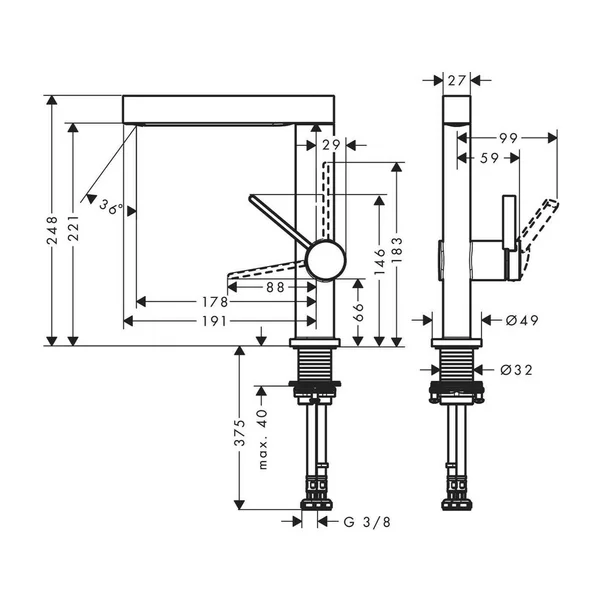 Baterie lavoar Hansgrohe Finoris 230 cu pipa pivotanta si ventil Push-Open crom [1]