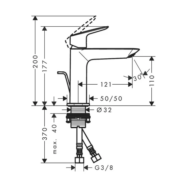 Baterie lavoar Hansgrohe Logis 110 Fine crom cu ventil Pop-Up [1]