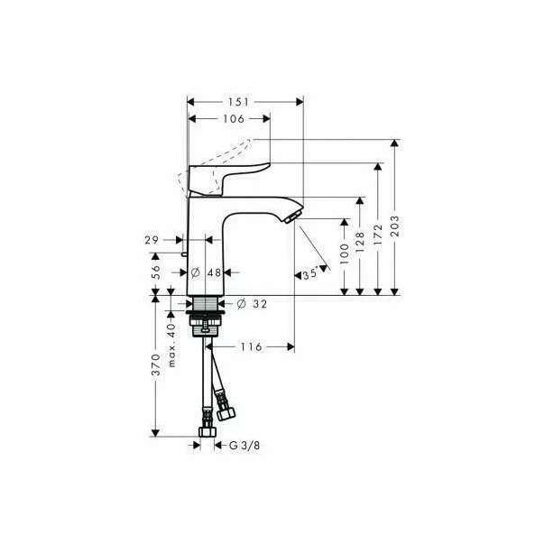 Baterie lavoar Hansgrohe Metris 110 crom lucios [1]