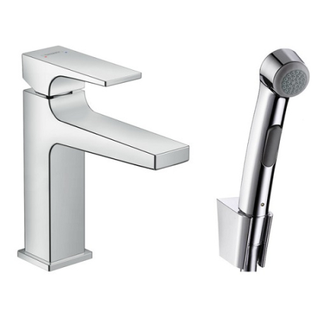 Baie - Baterie lavoar Hansgrohe Metropol, M, 184 mm, set dus igienic, ventil, crom, 32522000