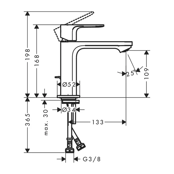 Baterie lavoar Hansgrohe Rebris S crom lucios cu ventil Pop-Up [1]