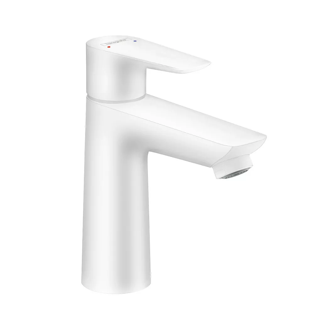 Baterii sanitare - Baterie lavoar Hansgrohe Talis E, M, 162 mm, pornire rece, ventil, mat, alb, 71713700