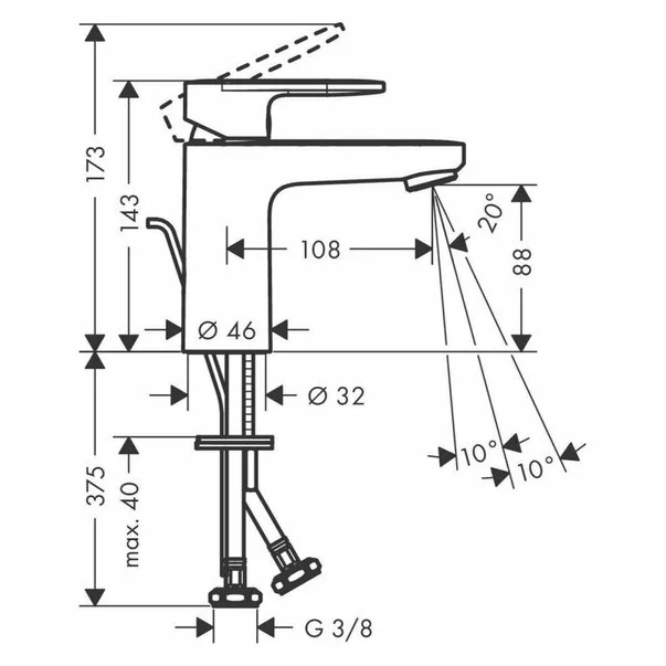 Baterie lavoar Hansgrohe Vernis Blend 100 negru mat cu ventil Pop-Up [2]