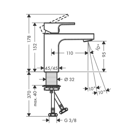Baterie lavoar Hansgrohe, Vernis Shape 100, EcoSmart, crom [1]