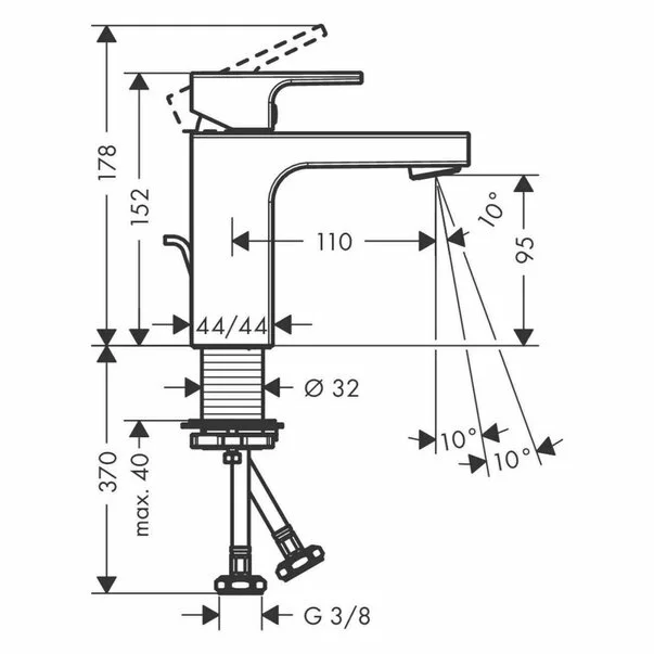 Baterie lavoar Hansgrohe Vernis Shape 100 negru mat cu ventil Pop-Up [1]