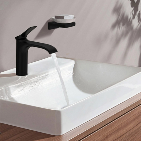 Baterie lavoar Hansgrohe, Vivenis 110, CoolStart, fără ventil, negru mat [1]