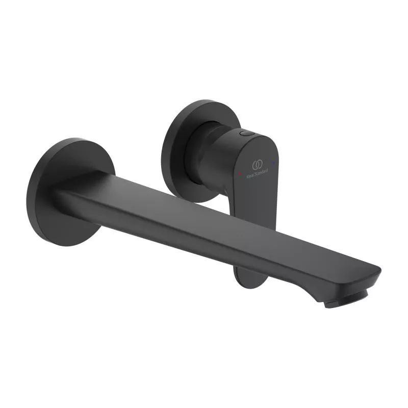 Baterii sanitare - Baterie lavoar Ideal Standard Cerafine BD133XG, 1/2'', montare pe perete, marimea L, monocomanda, cartus ceramic, necesita set fixare, mat, negru