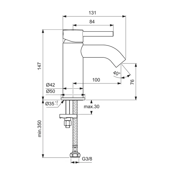 Baterie lavoar Ideal Standard Ceraline monocomanda finisaj negru mat [14]