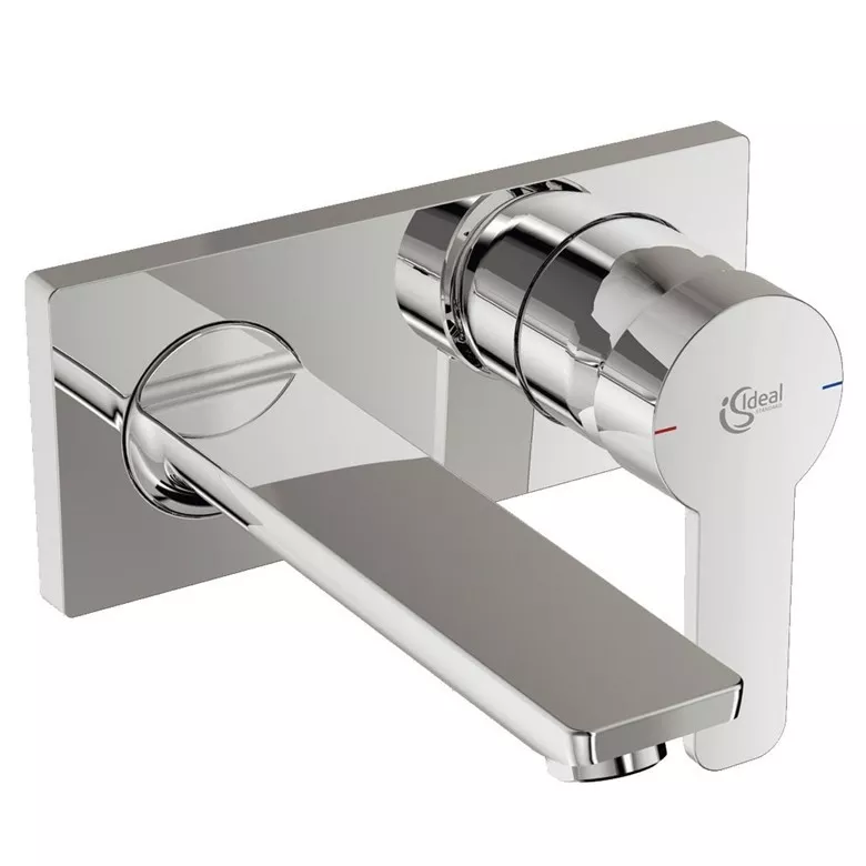 Baterii sanitare - Baterie lavoar Ideal Standard Gio A6107AA, 1/2'', montare pe perete, L 17.2 cm, monocomanda, cartus ceramic, necesita set fixare, crom