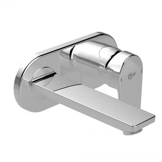 Baterii sanitare - Baterie lavoar Ideal Standard Tesi A6578AA, 1/2'', montare pe perete, L 17.3 cm, monocomanda, cartus ceramic, necesita set fixare, crom