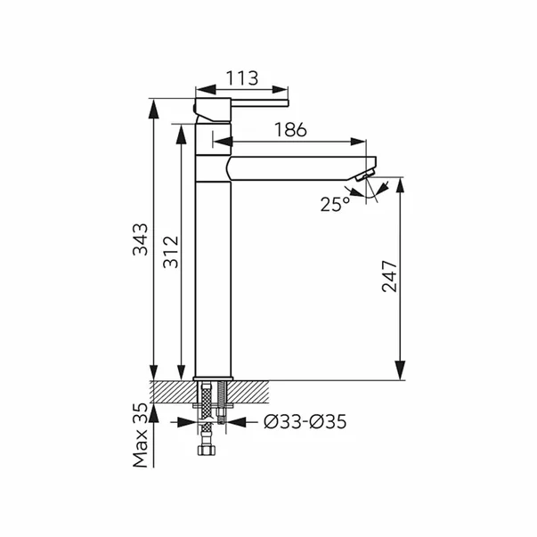 Baterie lavoar inalta Ferro Fiesta cu pipa mobila auriu lucios [1]