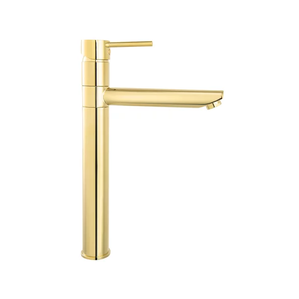 Baterii chiuveta baie - Baterie lavoar inalta Ferro Fiesta cu pipa mobila auriu lucios