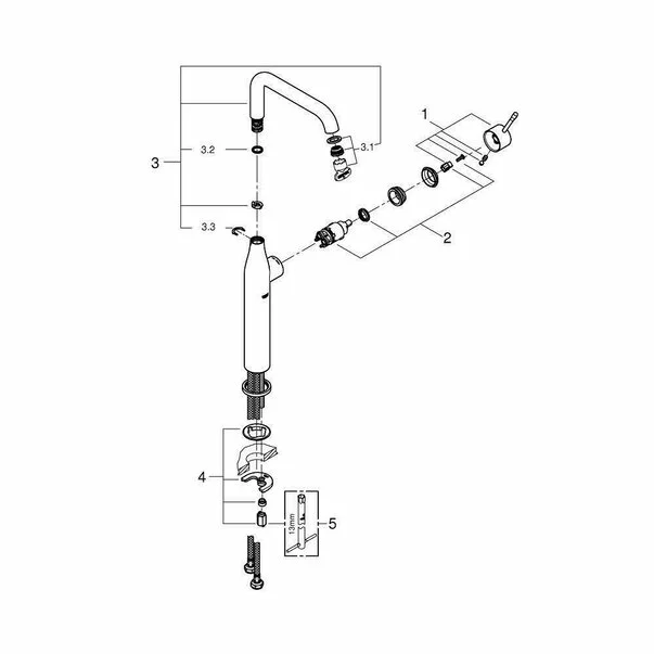 Baterie lavoar Grohe 32901001, Essence, tip comanda monocomanda, tip instalare pe blat, marime xl, crom [2]
