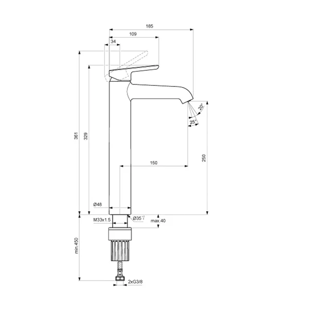 Baterie lavoar inalta Villeroy&Boch Skyla monocomanda negru mat [8]