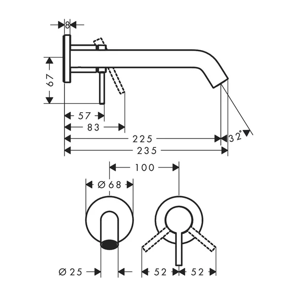 Baterie lavoar incastrata Hansgrohe Tecturis S bronz periat fara corp ingropat [1]
