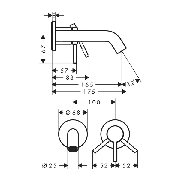 Baterie lavoar incastrata Hansgrohe Tecturis S crom lucios fara corp incastrat [3]