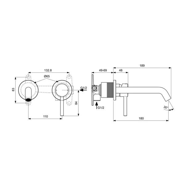 Baterie lavoar incastrata Ideal Standard Ceraline negru mat [1]