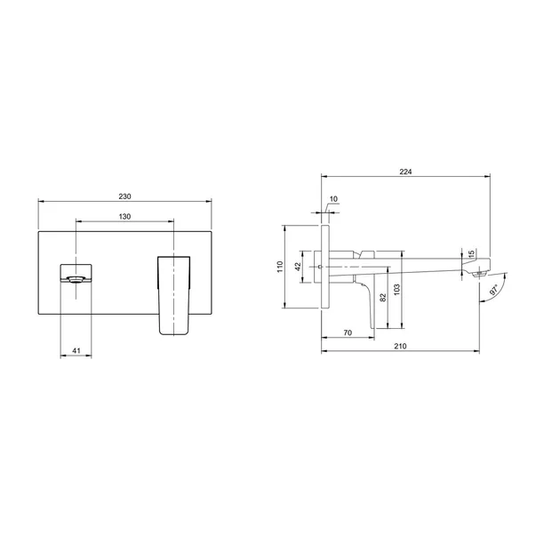 Baterie lavoar incastrata Villeroy&Boch Architectura Square crom lucios fara corp ingropat [8]