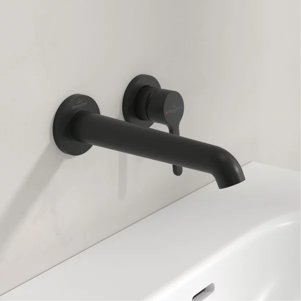 Baterie lavoar incastrata Villeroy&Boch Skyla negru mat pipa 20 cm fara corp ingropat [3]