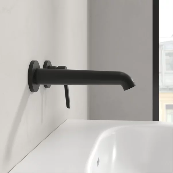 Baterie lavoar incastrata Villeroy&Boch Skyla negru mat pipa 20 cm fara corp ingropat [5]