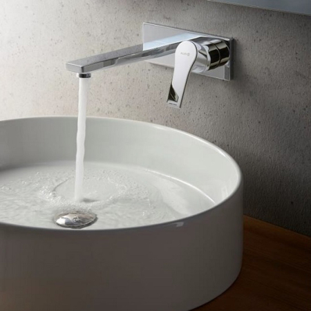 Baterie lavoar, Kludi, Ameo, montaj pe perete, pipă 18,5 cm, crom [1]