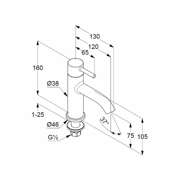 Baterie lavoar Kludi Bozz crom lucios doar pentru apa rece [1]