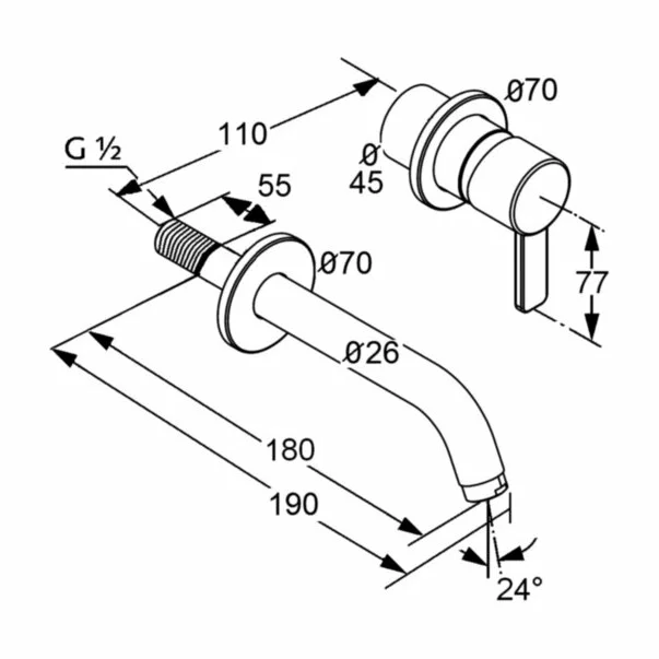 Baterie lavoar Kludi Bozz montaj incastrat pipa 18 cm [1]