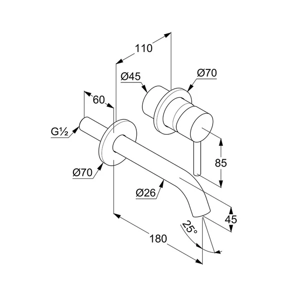 Baterie lavoar Kludi Bozz negru mat montaj incastrat pipa 18 cm [1]