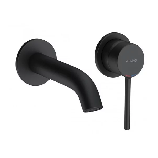 Baterii chiuveta baie - Baterie lavoar Kludi Bozz negru mat montaj incastrat pipa 18 cm
