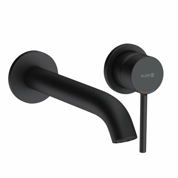 Baterii chiuveta baie - Baterie lavoar Kludi Bozz negru mat montaj incastrat pipa 23 cm