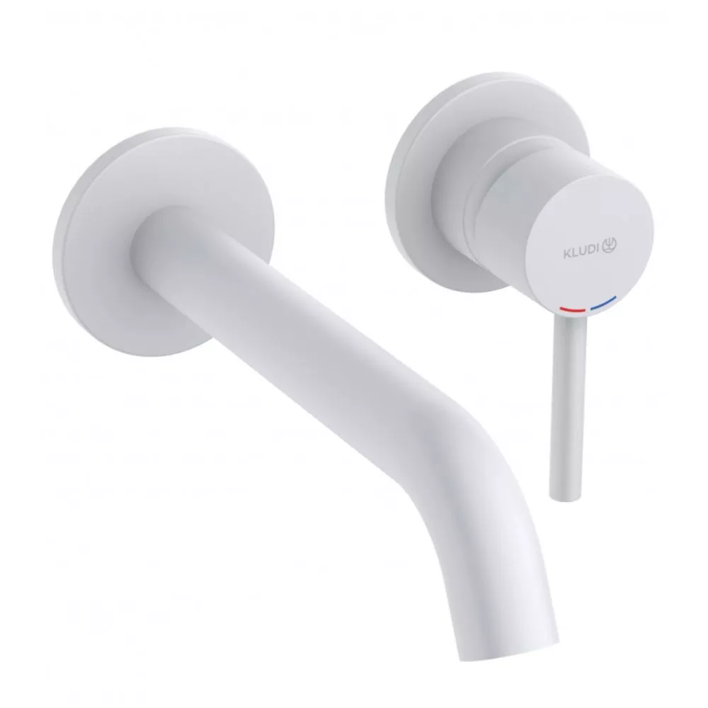 Baterii sanitare - Baterie lavoar Kludi Bozz, pe perete, 230 mm, necesita valva, mat, alb, 382455376
