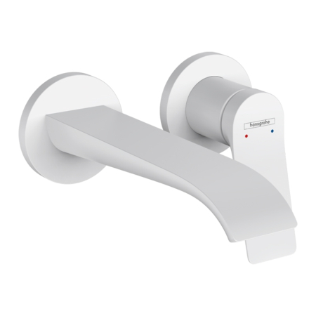 Baie - Baterie lavoar montaj perete Hansgrohe Vivenis, jet WaterfallStream, tehnologie EcoSmart, alb mat
