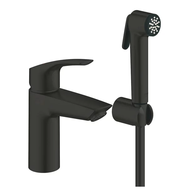 Baterie lavoar negru mat Grohe Eurosmart New S cu set dus igienic [2]