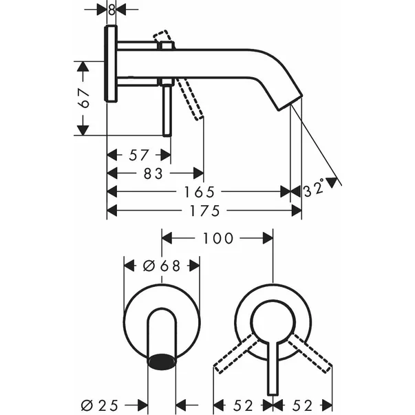 Baterie lavoar negru mat Hansgrohe Tecturis S fara corp ingropat [1]