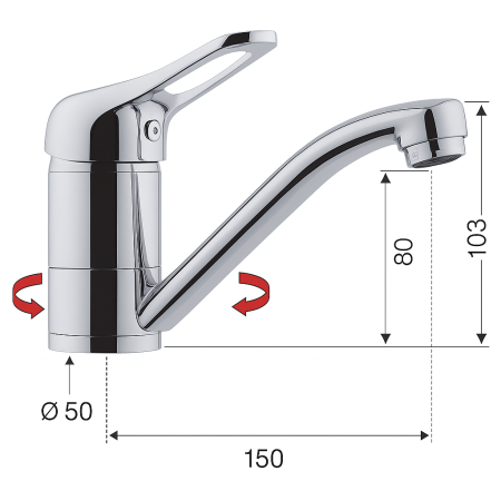 Baterie lavoar Remer Rubinetterie Kiss K11G, monocomanda, finisaj cromat, cartus ceramic, alama sanitara [3]