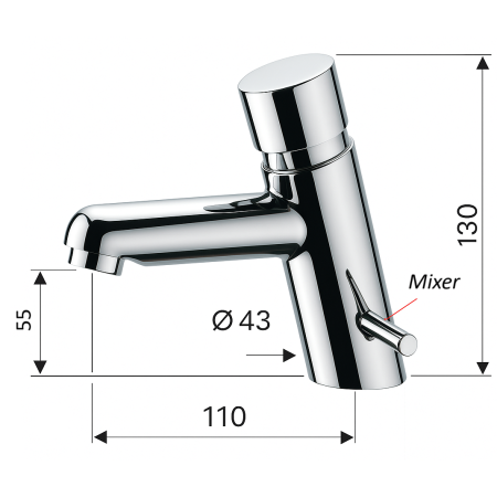 Baterie lavoar Remer Rubinetterie Tempor TE18M, mixer apa, cromat, flux constant de apa, alama cromata [4]