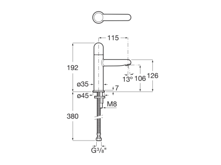 Baterie lavoar Roca A5A3Y3FP10, 28 mm, 5 l/min, 0.5 bar, 35 mm, 192 mm, 115 mm, 380 mm, 1 orificii instalare, Galben [1]