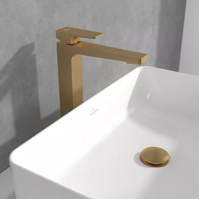 Baterie lavoar Villeroy and Boch Architectura, XL, 306 mm, ventil, mat, auriu, TVW12500200076 [11]